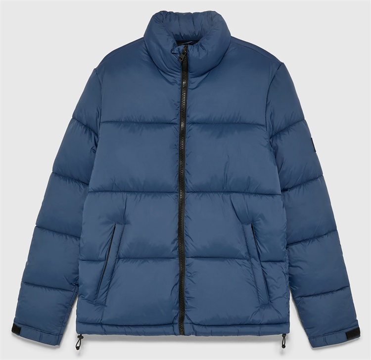 Custom Mens Black Polyester Outdoor Puffer Jacket for Winter