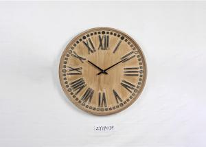 China ZY19039 12 Hours Carved Round Wooden Clocks Wall Art Clock wholesale