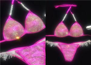 China World Miss Bodybuilding Bathing Suits Sparkle Rhinestones Fully Covered wholesale