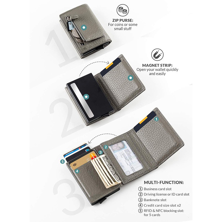 Minimalist Genuine Leather Rifid Credit Card Money Purse Bifold Card Holder Wallet For Men