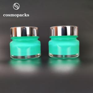 China Light Green Round Facial Mask Cosmetic Cream Jars 30g Good Sealing wholesale