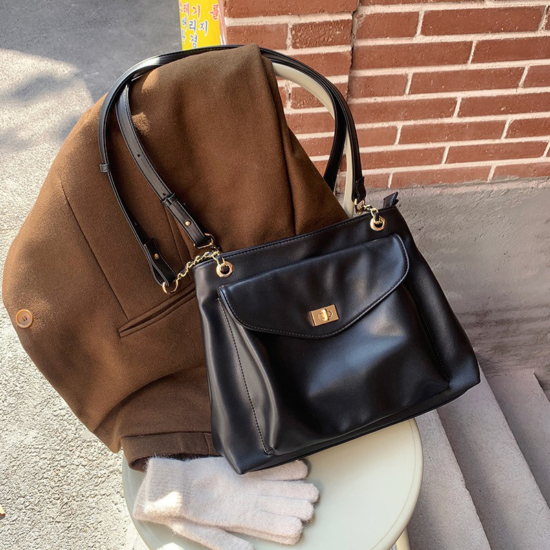 Classic and Functional PU Leather Tote Bag for Women Shoulder Messenger Handbag