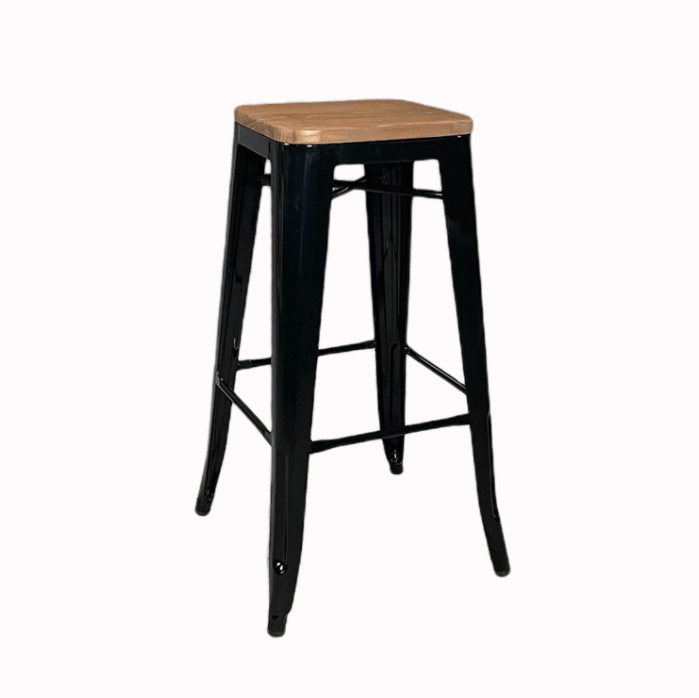 Antique Metal Bar Chair Stools Wooden Top High Chair for Bar Table in Kitchen and Dining Room