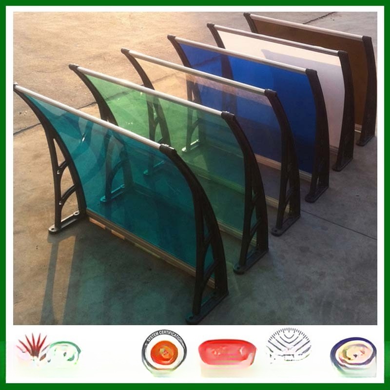 Window Canopy Polycarbonate Shade Awning Supported by Dependable Width Balcony Bracket