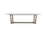 Y Shape Wide Bar Wooden Leg Rectangular Marble Dining Table