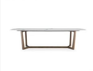China Y Shape Wide Bar Wooden Leg Rectangular Marble Dining Table wholesale