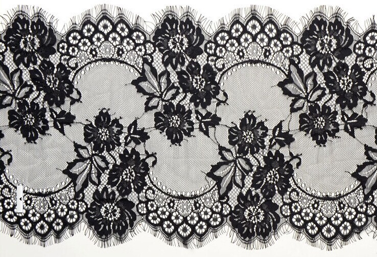 eyelash lace border/lace edged lace/soft lace with Bkack Ivory Double Color