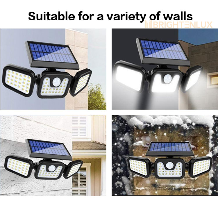 IP65 ABS Outdoor Solar Garden Light 74 LM LED Three Mod Wall 5000K