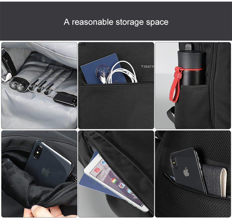 Anti Bacterial Theft Usb Charging Business Travel Backpacks 15.6 Inches