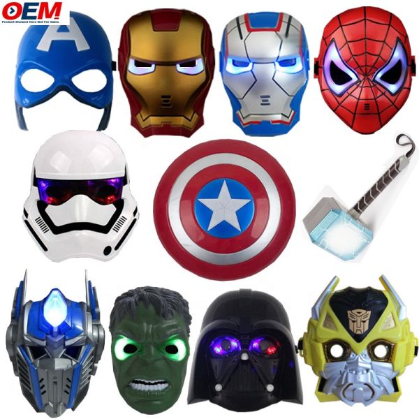 Custom Halloween Masks PVC Superhero Spider Iron Hero Hulk Captain America Masks Cosplay Costumes Face Mask