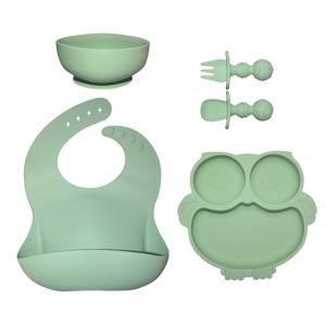 China MHC Baby Silicone Feeding Plates 6 Pcs Sets Nontoxic Baby Tableware Food Tray Dishes wholesale