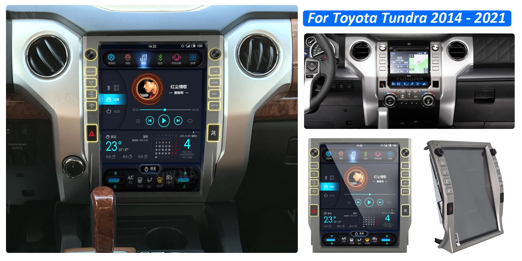 Aftermarket Toyota Tundra Head Unit Car Radio Stereo 2014-2021 Wireless Dashboard