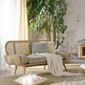 China Bedroom Rattan Linen Sofa Linen Filled Sponge Seat Bag wholesale