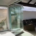 Outdoor Aluminum Folding Door Frameless Tempered Bifolding Glass Door