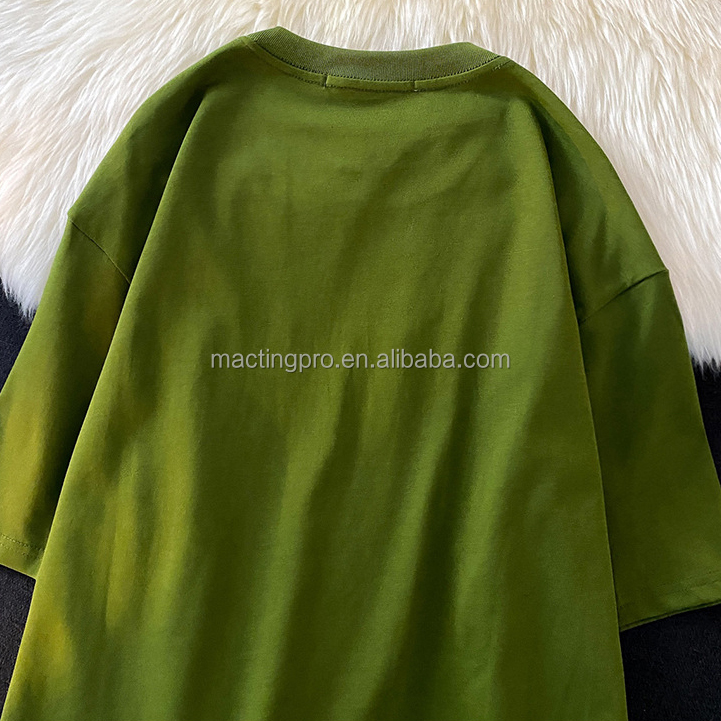 Tee Shirt Men 100% Cotton Heavyweight 300 gsm T-shirt Oversized Dropshoulder Custom 3d Screen Logo Letter Puff Print