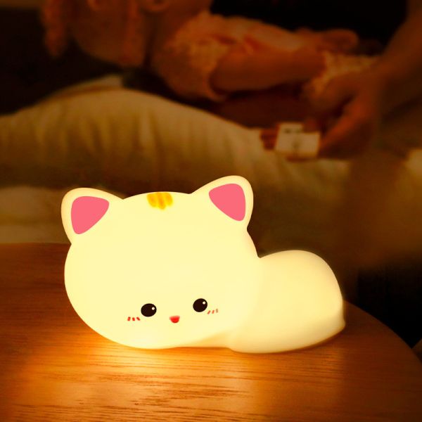 White Squishy Bunny Night Light Waterproof 16 Colors Cute Kids Santacam