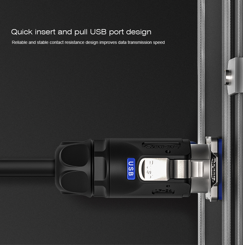 USB Plug Male Female USB3.0 Panel Mount Wall Mount Receptacle Dust Cover Waterproof IP68 LP24 Outdoor USB Connector