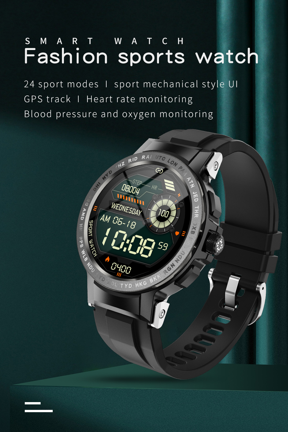 2021 1.28 Inch IPS Color Screen Full Touch Plus Buttons 24 Sports Modes Female Menstrual Cycle Reminder Hz19 Smart Watch