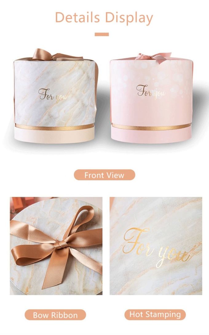 Dia 20cm Height 19cm Cylindrical Paper Box Gold Foil Hot Stamping