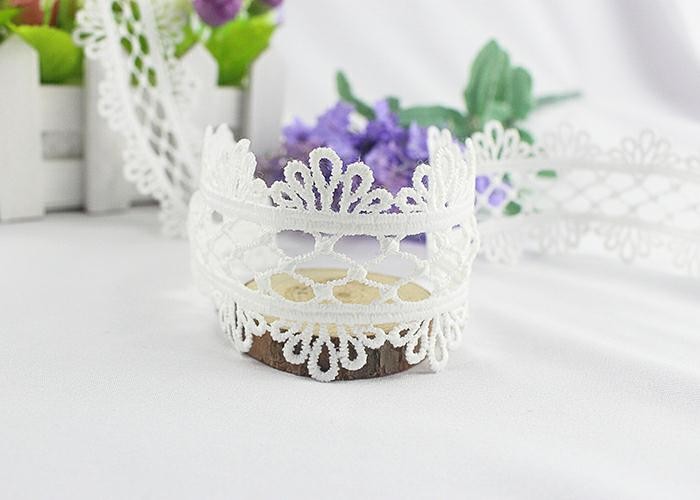 Scalloped Water Soluble Lace Trim By The Yard , White Scalloped Edge Lace Ribbon