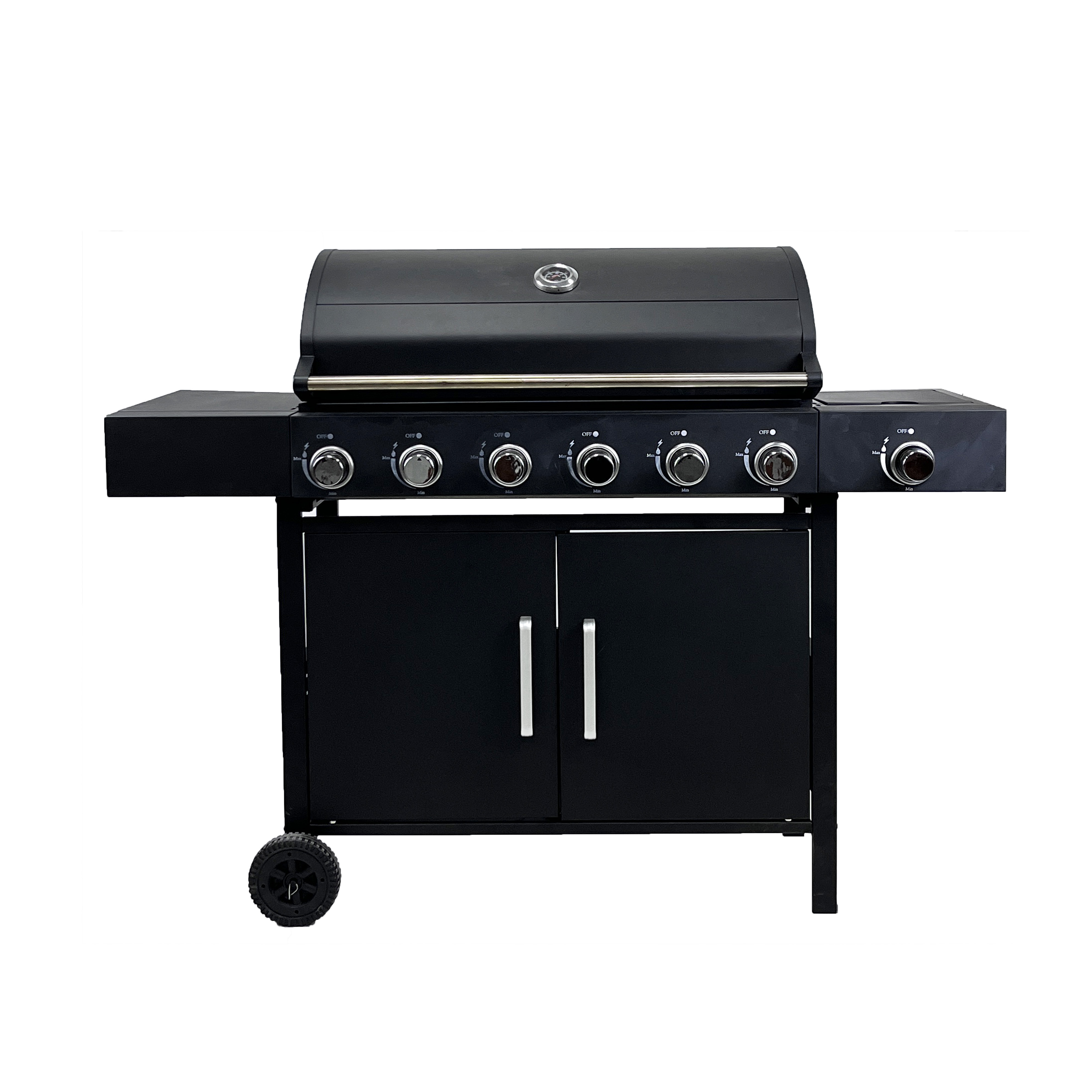 Customized Logo Acceptable 6 Burner Steel German Gas Trolley BBQ Grill for Outdoor
