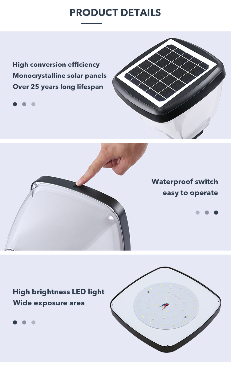 3000K 6500K Solar Powered Pole Light Outdoor Decorative Landscaping With Mono Solar Panels