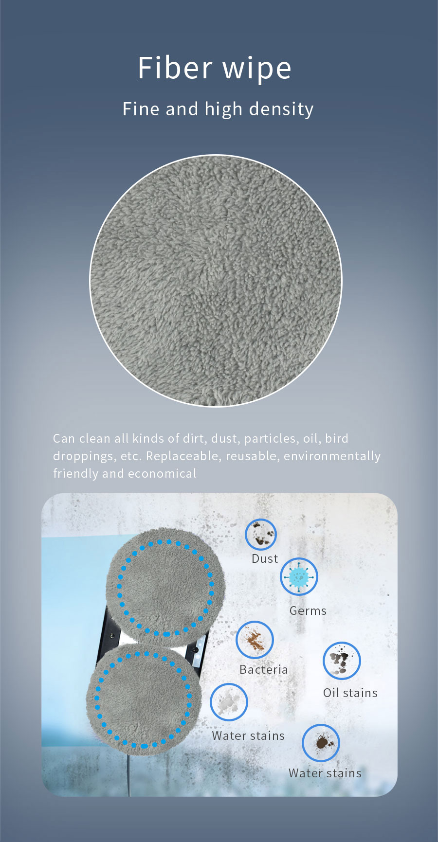 Professional Building Glass Cleaner 295*145*108 mm Intelligent Window Cleaning Robot