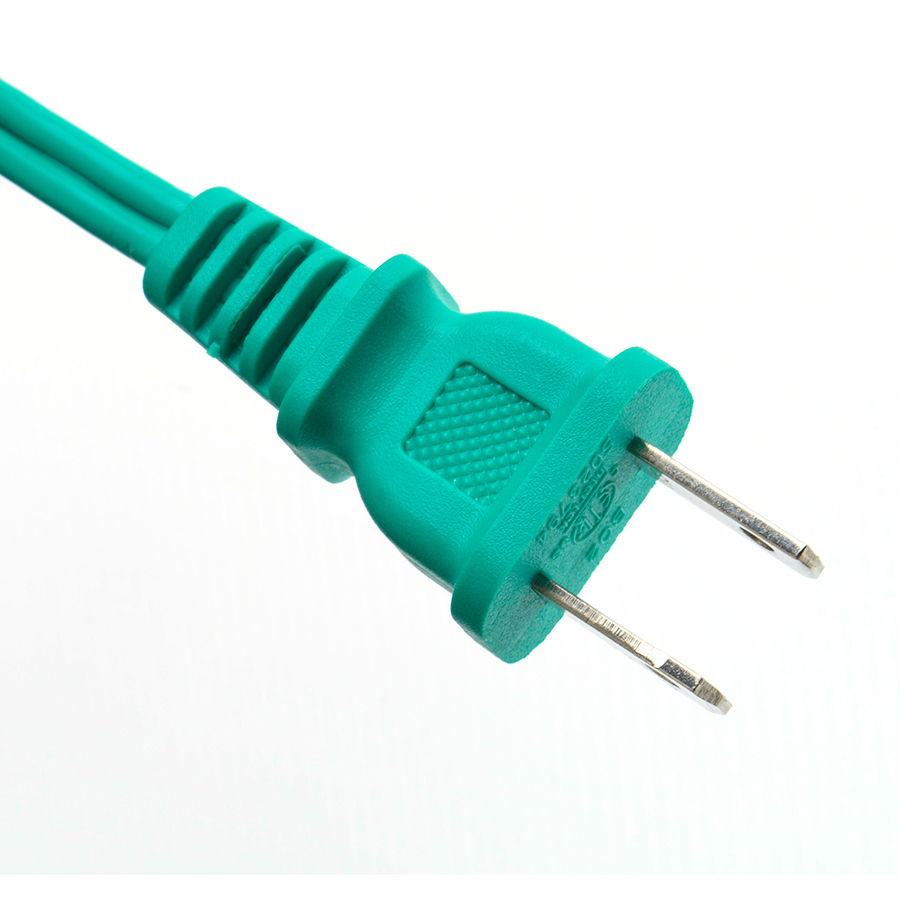 3 Outlet Extension Cord with Green PVC Jacket Material SPT-2 14/2 AWG 6FT/12FT 2 Prong Power Strip and Safety Cap Cover