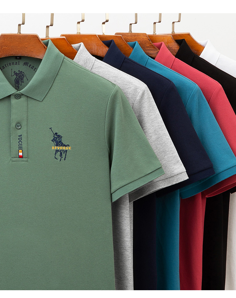 Knitted Casual Cotton Lapel Short Sleeve T-shirt Plus Size Lapel Business Polo Shirt