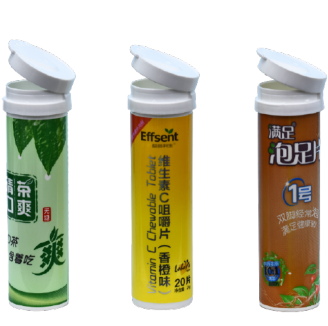 Effervescent Tablets Twist Lock Candy Tube Packaging in PP Plastic for Custom Branding