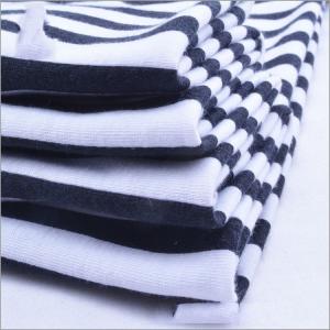 China Rusha Textile   Hot Sale Indian Market White Black Stripes Printed Poly Spun Spandex Single Jersey Fabric Mumbai wholesale