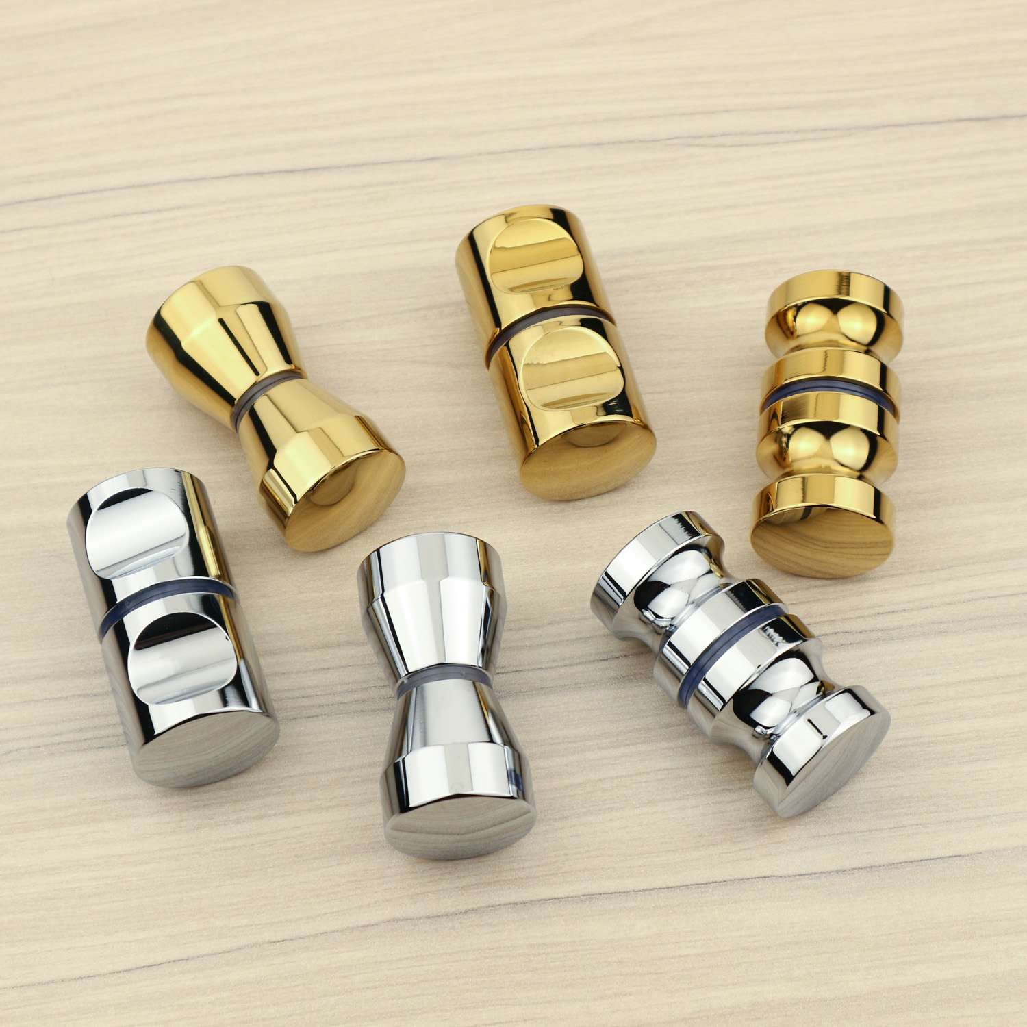 Customized Door Glass Shower Flush Round Door Knob Double Sided Bathroom Shower Door Handle
