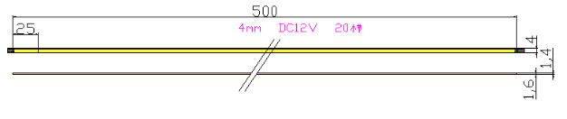 DC12V 4MM 480LEDs 5W 6000k COB LED Strip With Indoor Decoration