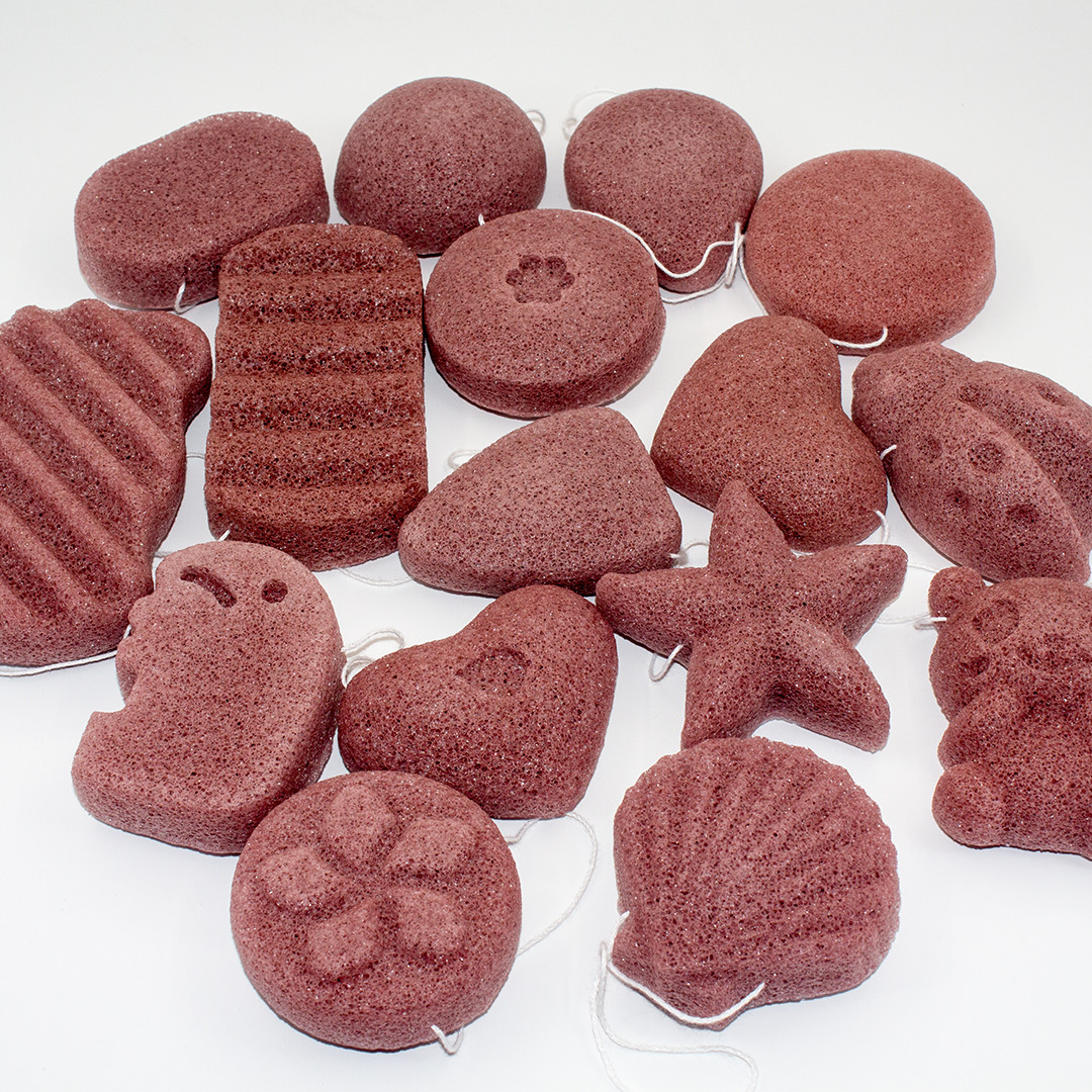 MSDS 100% Natural Red Clay Konjac Sponges Soft Facial Cleansing Sponge