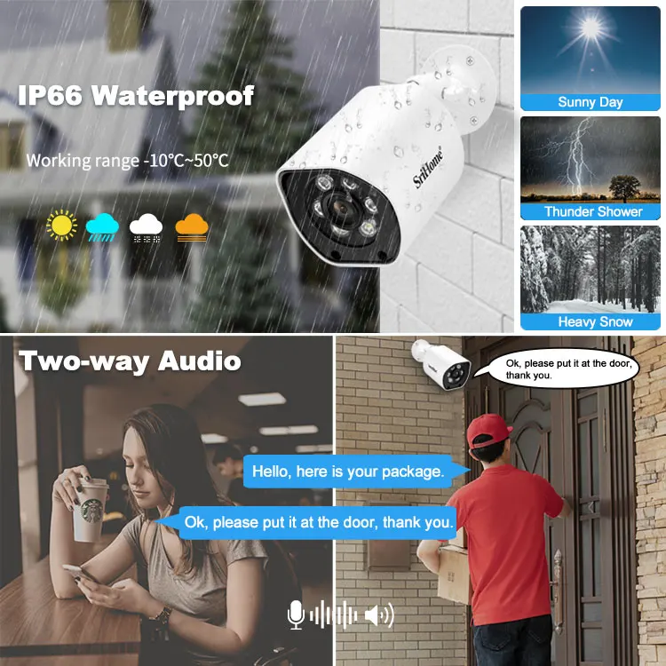 5MP H.265 4mm 128G Digital-WDR Color Night Vision WIFI2.4G&5G&RJ45 Network Camera Home Security Camera Systems Wireless