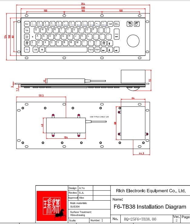 Panel Mounted Metal Computer Keyboard Violence Resist Explosionproof IP65 / IK07
