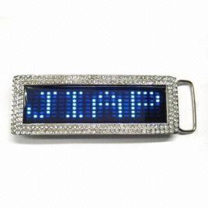 China Blue color Scrolling LED message belt buckle wholesale