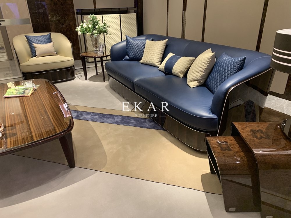 Modern Luxury Italian Leather Living Room 7 Seater Sofa Set For Villa