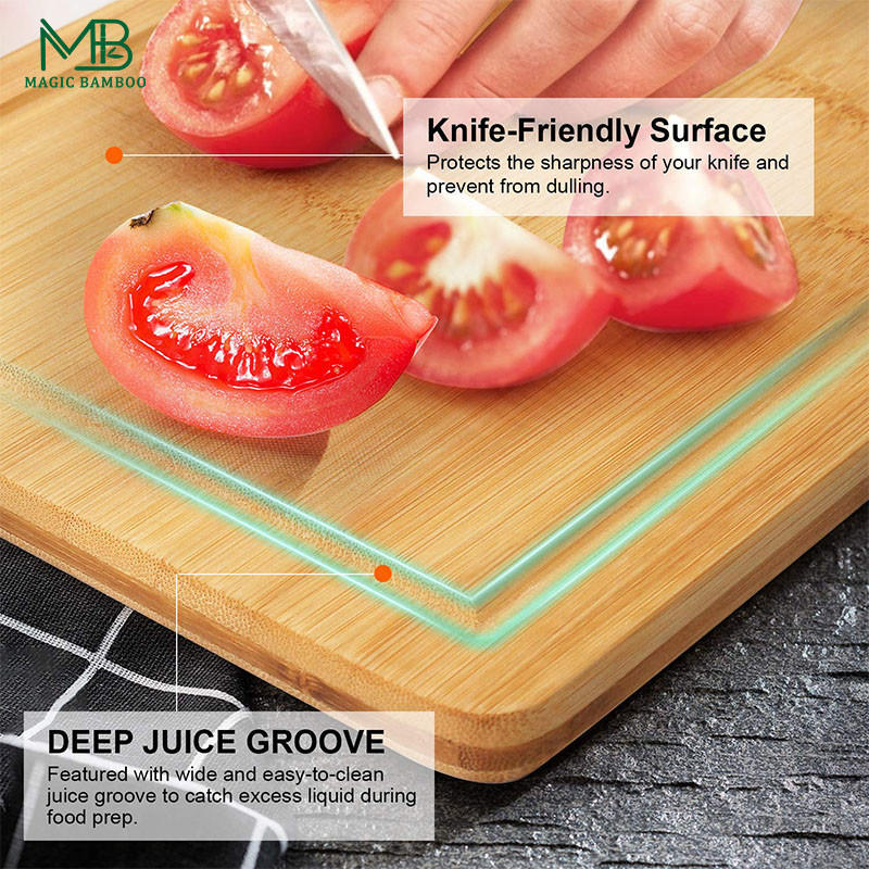 Bamboo Cutting And Serving Boards With Holder