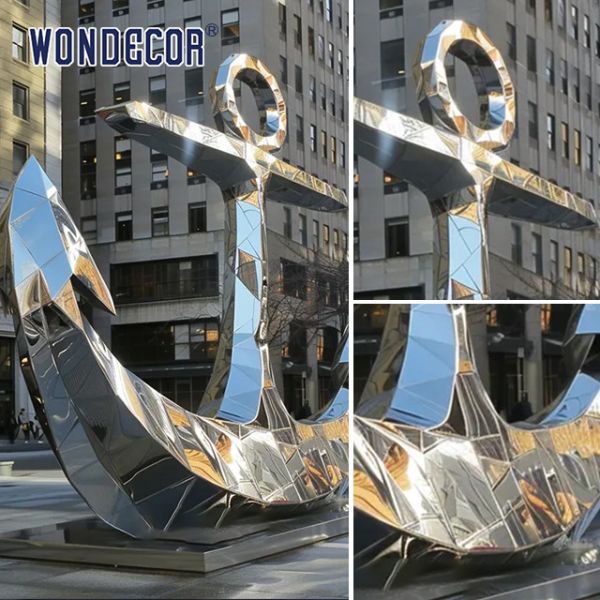 Modern Square Large Ship Anchor Outdoor Stainless Steel Sculpture