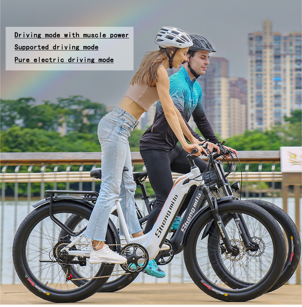 Step Thru Electric City Bike 26 Inch Wheel 7 Speed 48V 17.5Ah Battery Capacity