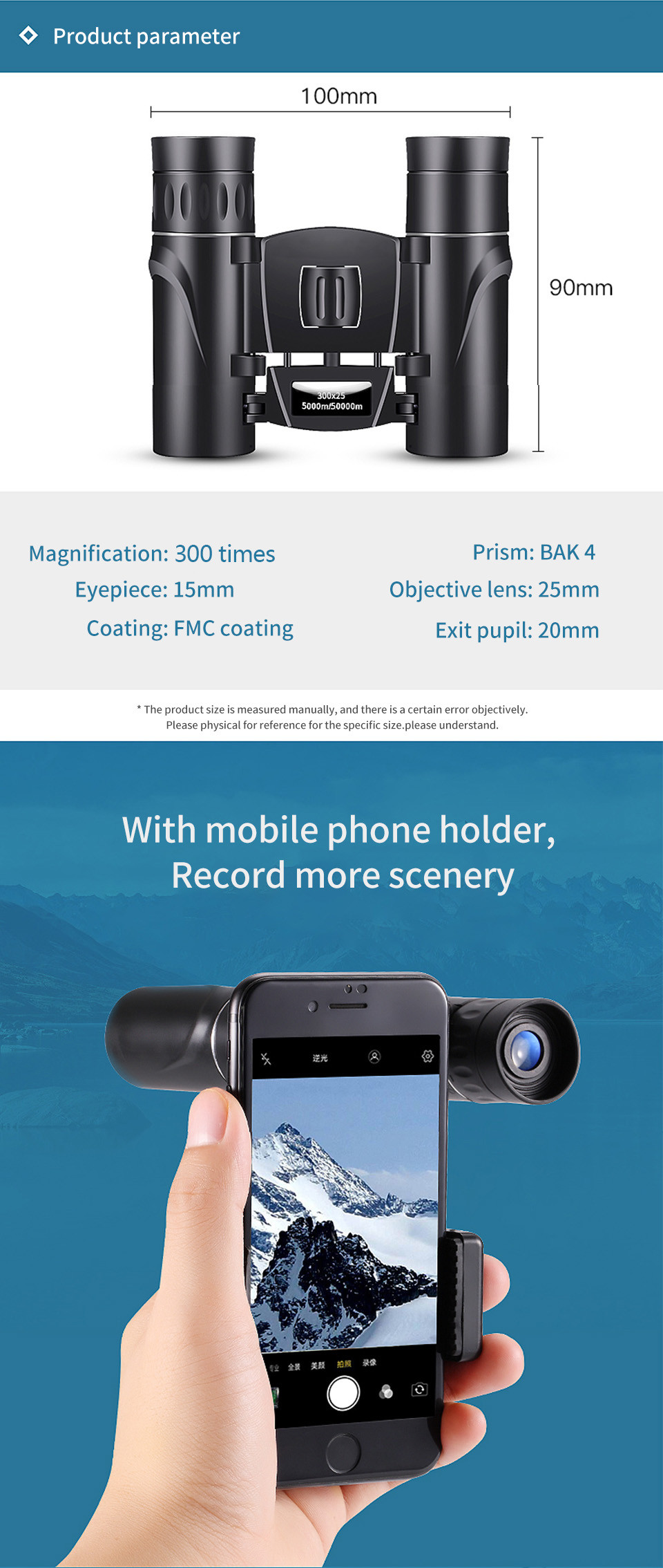 500X25 50000M Long Range Kids Binoculars Telescope Portable Zoom HD Low Light