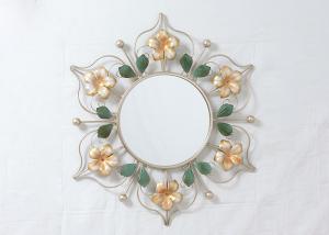 China Wrought Frame Decorative Framed Metal Flower Mirror wholesale