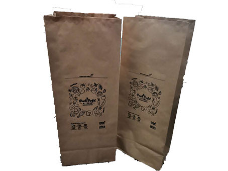 Brown Biodegradable Flexo Print Paper Refuse Bags Garbage Bag Deciduous Bag Square Bottom