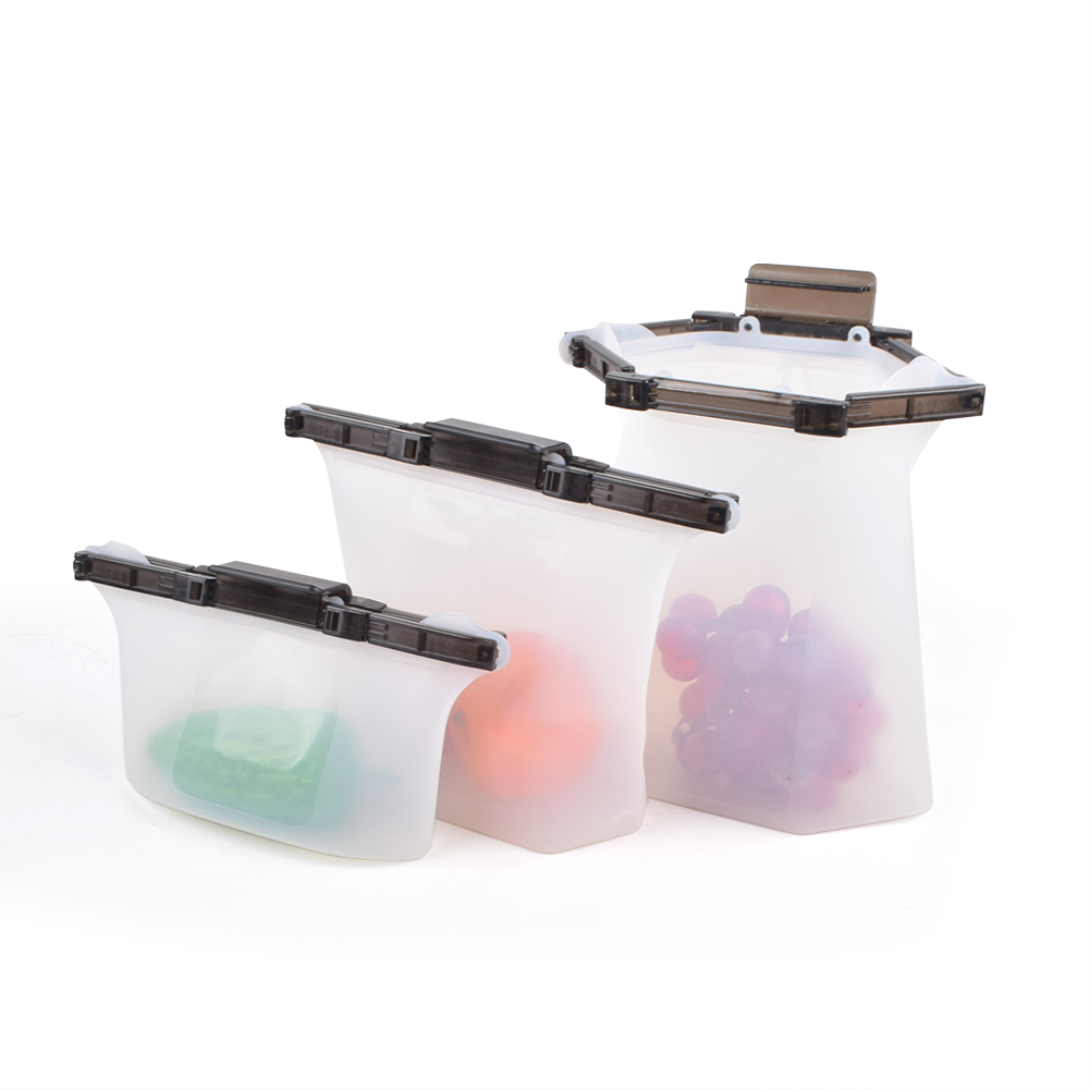 500ml 1000ml Collapsible Silicone Food Storage Bag Silicone Freezer Bags