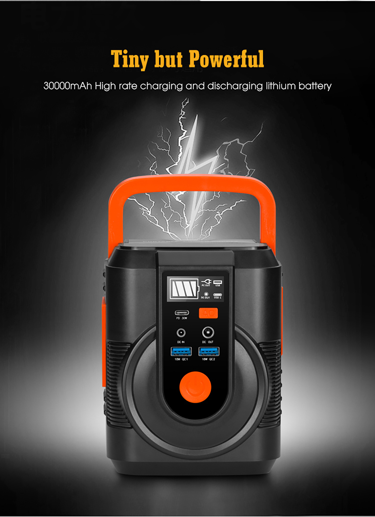 100W Solar Portable Power Station Battery 110V 220V Generator For Outdoor Camping