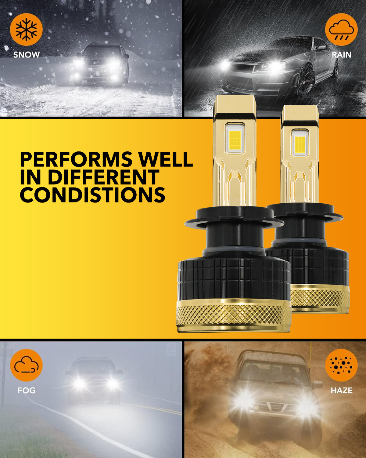130W H1 H7 H4 H11 22000LM White Car Universal LED Headlight Bulb
