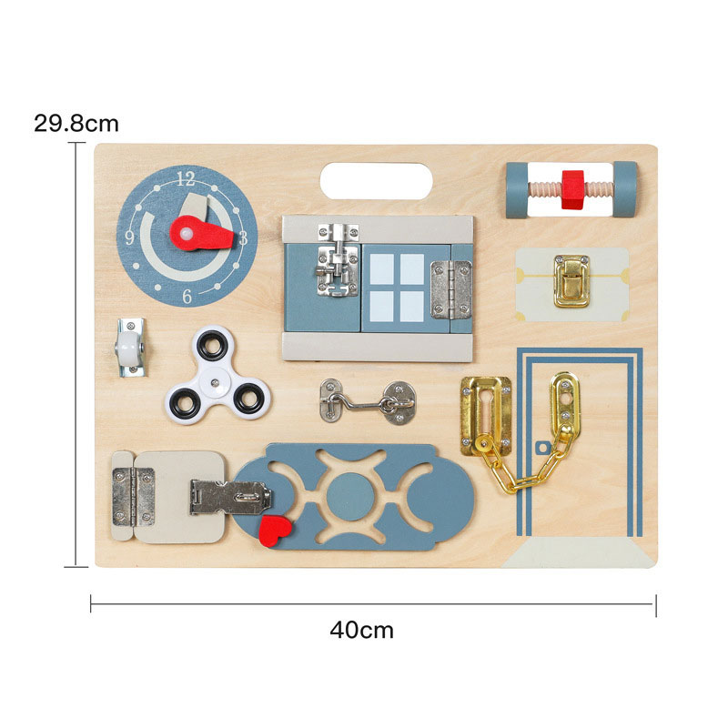 Unisex Wooden Life Skills Learning and Exercise Busy Board for Parent-Child Interaction