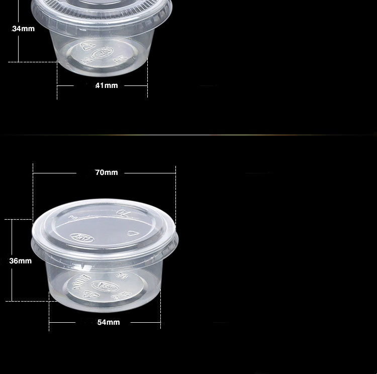 Disposable Take Away Sauce Cups Tasting Drinking Thickened Clear Plastic Cup with Lid