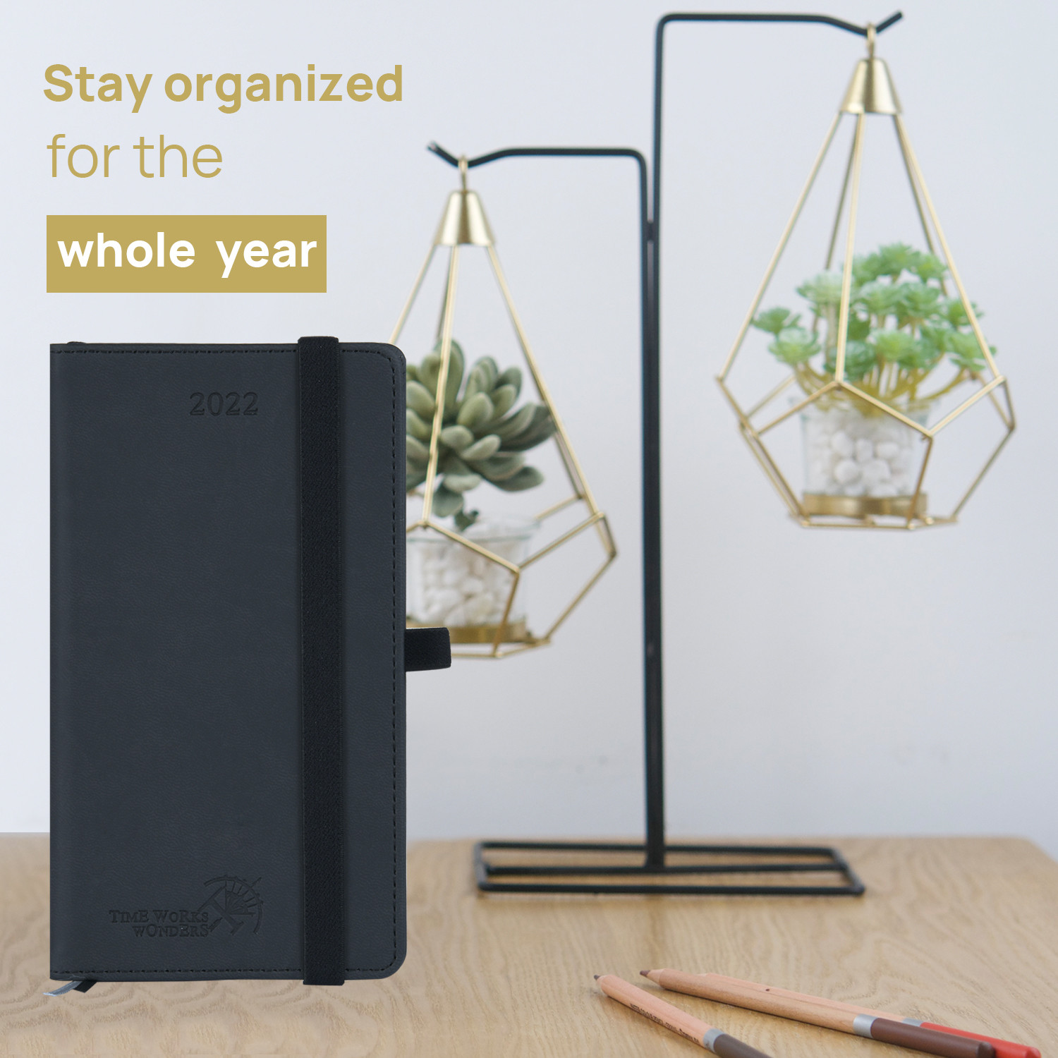 PU Vegan Pocket Size Weekly Planner With Hourly Schedule Card Slot